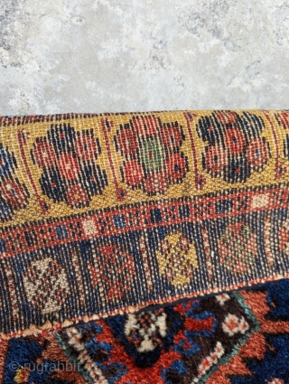 Antique Sanjabi Kurdish bag face with plenty of color and glossy full pile. Two repair areas but other than that full pile.

3'5" x 2'8

Please contact me at: gerrerugs@gmail.com or steven.malloch@gmail.com   