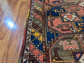 Early 1900s Uzbek / Karakalpak rug. 4'6" x 9'1". Beautiful colors and good pile. Love the multi colored selvedges. The "grey" color is actually a greyish green. 

Cheers.     