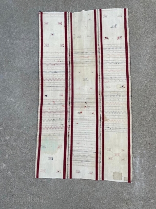 19th century Arabachi tent band fragment. The finest wool tent and I've seen with pink silk. 1'10" x 3'3" or 54x97cm.            