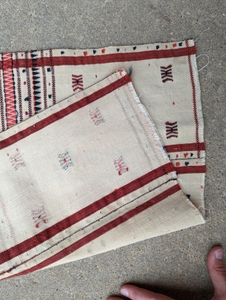 19th century Arabachi tent band fragment. The finest wool tent and I've seen with pink silk. 1'10" x 3'3" or 54x97cm.            
