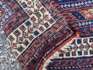Antique Afshar rug, 4'7" x 6'3". Wonderful abrash and many motifs.                      