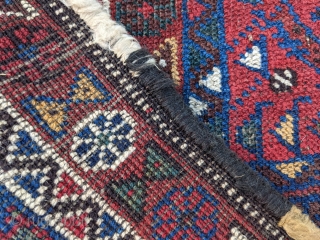 Beautiful early 1900s Shiraz rug. 5'2" x 6'3". Fun motifs, good pile, and great color.

Cheers.                  