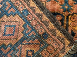 Late 19th century Ersari rug. 6'8" x 8'8". Wonderful range of colors and great border. Some scattered repairs.               