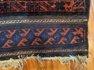 Antique Timuri main rug. 3'9" x 9'3". Wonderful ends with soumak technique. Great pile. This piece would have originally been woven in two halves. One end has been sewn back on. Still,  ...