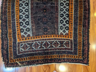 Antique Adraskand prayer rug from Western Afghanistan. 3'0" x 4'5" Silk highlights.                     