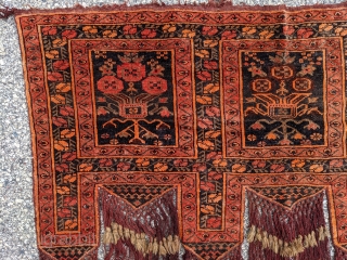 Beautiful kapanuk or jallar door hanging. 4'7" x 4'10" (bottom of tassles). It may not be antique but I don't know the origin exactly. I thought possibly Kurdish based on design. I  ...
