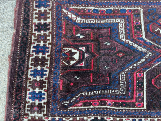 Antique Arabachi trapping with dark green and magenta silk. 1'9" x 4'8" or 54 x 143cm. It great pile condition and natural dyes. It has a repair visible in the photos. Please  ...