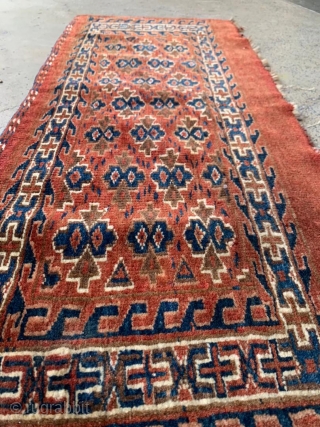 Antique Yomut mafrash. 1'4" x 3'0". Great condition, natural dyes.                       