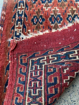 Antique Yomut mafrash. 1'4" x 3'0". Great condition, natural dyes.                       