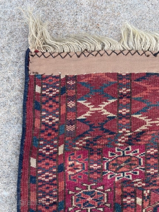 Antique Tekke wedding rug. Wonderful range of colors with stable dyes.  3'2" x 4'0" Mostly good pile with a few areas of low-medium height.

Cheers.        