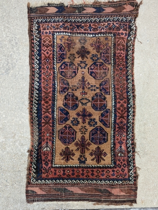 Antique Baluch rug with thick camel wool. 3'2" x 5'8"                       