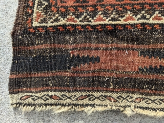 Antique Baluch rug with intact kilim ends. Memling gul design. Beautiful colors and indigo blue. Reasonable price. 6ft 7in x 3ft 8in

Let me know if you'd like additional photos.

Cheers!    