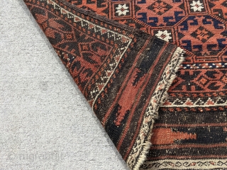 Antique Baluch rug with intact kilim ends. Memling gul design. Beautiful colors and indigo blue. Reasonable price. 6ft 7in x 3ft 8in

Let me know if you'd like additional photos.

Cheers!    