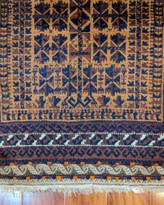 Antique Baluch prayer rug. Full kilims ends, full pile and no repairs. Hard to find them in this condition.              