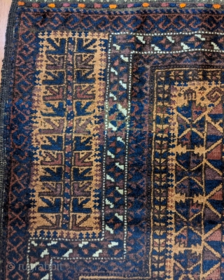 Antique Baluch prayer rug. Full kilims ends, full pile and no repairs. Hard to find them in this condition.              