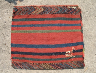 Jaff Kurd khorjeen / Bag complete with stripped flat woven back. 23 " X 26".
Wonderful soft colours.  Other than a puncture in the lower section on the flat woven back, the  ...