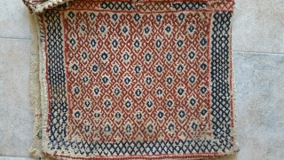 Qashqai Khurjin (saddlebag )
Textile size :95 x 52 cm
Wool on wool 
Natural color ( yes )
front :
Flatweave (twisted technique )( Shiraki )
back :
Flatweave ( twisted  technique )( Shiraki )
Age 95 years  ...