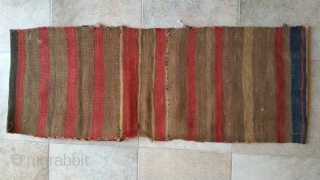 
Garabagh  khurjin (saddlebag )

Textile size :104 x 40 cm
Wool on wool 
Natural color ( yes )
front :
Flatweave ( flat weave  technique )
back :
Flatweave ( rah rah  )
   