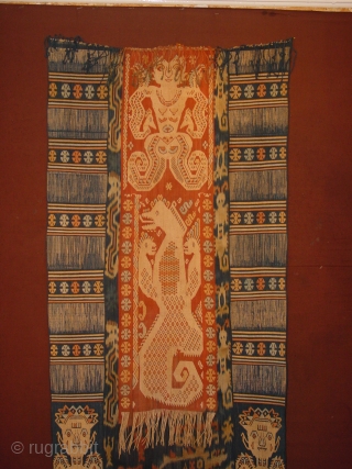 wonderful antique ikat weaving indonesia, with 3 headed dragon, 

on ebay.com now check groen7groen, listing finishes within 2 hours              