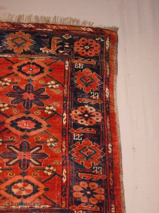 1870 turkoman beshir? large chuwal, with lots of silk knots, some low pile, some wear, see photos closely,, no repairs,
great natural colors

177x99cm
5.9x3.3ft           