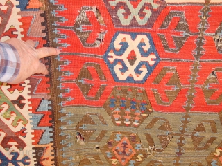 some small damage, no so obvious, great natural colors, less beautiful one was auctioned in the rippon and boswells 25 nov 2015 also theree panel konya

wonderful natural colors, no stains, mid 19th  ...