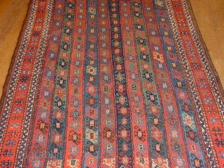 wondeful condition, great natural colors, great pile, headends professionale secured and complete, tibal kurd
not perfectly rectangular, flat laying, no repairs, no stains
great size 140x250cm
4.7x8.3ft         