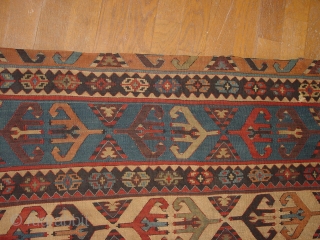 fabulous large sivas kilim part  midth 19th century? or older , wonderful natural colors, very minor repair, no stains, 
216x87cm
7.2x2.9ft            