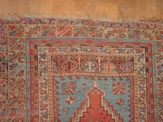 Wonderful pre 1900 mudjur, it has some small repair and some wear as is clear in the photos, its colors are fabulous!, with this heavenly blue and aubergine, etc

115x140cm
3.8x4.7ft    