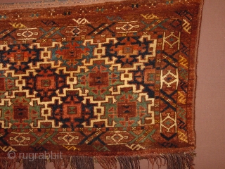 fabulous ersari antique cameltrapping, with all wonderful colors and in great condition!!! full pile, no repairs
173x42cm

5.8x1.4ft without the fringes              