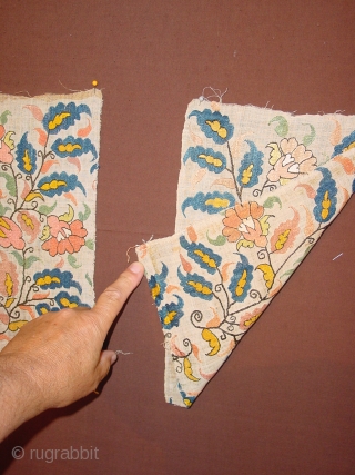 2 WONDERFUL ANTIQUE 1850 OTTOMAN SASH FRAGMENTS SILK EMBROIDED, no stains, no damages
                    