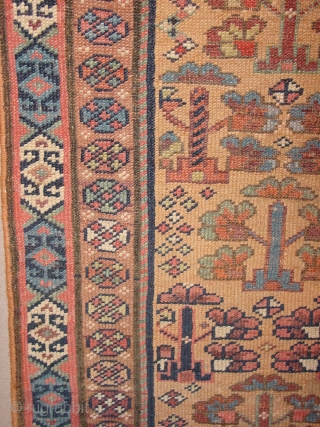 wonderful antique 1880 luri qashqay small square wedding? rug with trees of life or flower field, great natural colors, low pile, all ends professionally secured, clean, flat lying
90x93cm      ...