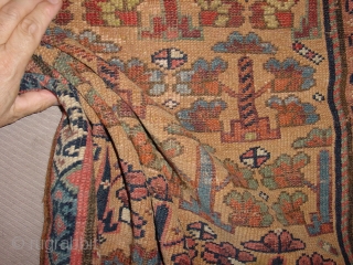 wonderful antique 1880 luri qashqay small square wedding? rug with trees of life or flower field, great natural colors, low pile, all ends professionally secured, clean, flat lying
90x93cm      ...