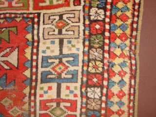 fabulous caucasian, one should see and feel this in the flesh, it is partly cut and fixed together and has some serious wear, repair and secured hole, yet its pattern and colors......about  ...