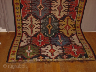 wonderful 1880 ANTIQUE KUBA CAUCASIAN KILIM FLATWEAVE wonderful natural colors, some small tiny damages, no stains, great size
173 x 325cm

5.8x10.8ft             