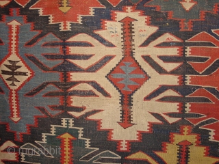 wonderful 1880 ANTIQUE KUBA CAUCASIAN KILIM FLATWEAVE wonderful natural colors, some small tiny damages, no stains, great size
173 x 325cm

5.8x10.8ft             