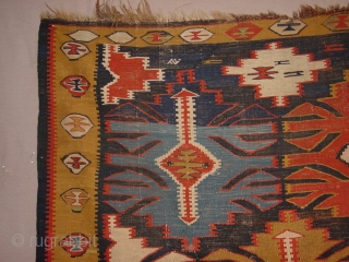 wonderful 1880 ANTIQUE KUBA CAUCASIAN KILIM FLATWEAVE wonderful natural colors, some small tiny damages, no stains, great size
173 x 325cm

5.8x10.8ft             