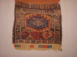 fabulous tribal 1880 antique jaff? bag, witrh some wear and fabulous natural colors
the whole measures 68x127cm  (2.3x4.2ft) , clean
             