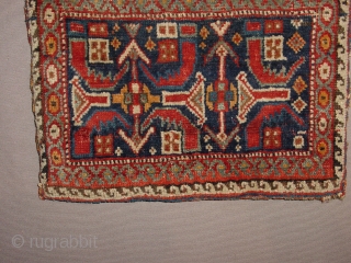 wonderful antique afshar chanteh with Original back in great condition and wonderful natural colors
40x34cm
1.3x1.1ft
                   