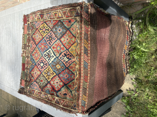 Gorgeous 1880 Jaff Kurdish full pile bag. With a gorgeous palet of fantastic all natural colors.
Original selvedges and good ,no stains, no repairs . Original kelim back
The whole measures 64 x ...