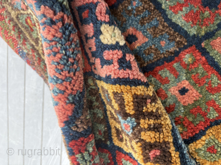 Gorgeous 1880 Jaff Kurdish full pile bag. With a gorgeous palet of fantastic all natural colors.
Original selvedges and good ,no stains, no repairs . Original kelim back
The whole measures 64 x ...