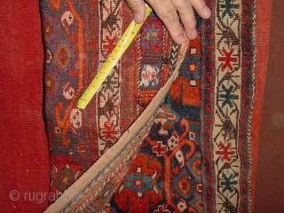 fabulous complete antique  afshar bag, original kelim back, wonderful all most fabulous  natural colors, some low pile in the background area, due to corosion possibly, no tears, no holes, complete  ...