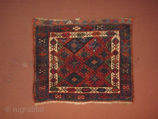 wonderful antique jaff kurdish bagface, very meaty  original pile, in superbe condition, no repairs, fabulous natural colors, and a great pattern!
jaff collectors must have... the blackfabric is loosely stitched, to make  ...