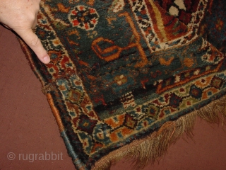 ANTIQUE TRIBAL KAMSEH! Some rugs are so unique and allways a pleasure to loo at...

Great 5 legged animals, and others, great natural colors, mainly in left lower corner old mothite, locally wear,  ...