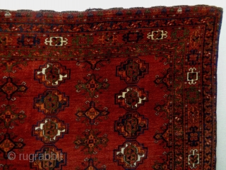 xxl Fine Turkmen Kizilayak Cuval
Size: 185x110cm (6.2x3.7ft)
Natural colors, made in circa 1910, there is low pile at some small areas (see picture 10 and 11)        