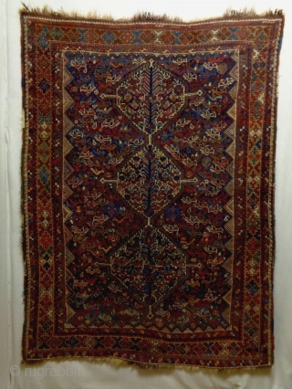 19th Century Kashkuli/Qasqhay
Size: 136x183cm
Natural colors, there are a stitch (see pic. 5) and an old repair (see pic. 10).              