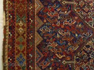 19th Century Kashkuli/Qasqhay
Size: 136x183cm
Natural colors, there are a stitch (see pic. 5) and an old repair (see pic. 10).              