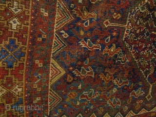 19th Century Kashkuli/Qasqhay
Size: 136x183cm
Natural colors, there are a stitch (see pic. 5) and an old repair (see pic. 10).              