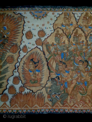 Indonesian Wayang
Size: 168x85cm (5.6x2.8ft)
Natural colors, made in circa 1910/20                        