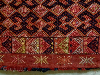 Very Fine Uzbekh Soumakh Torba
Size: 109x43cm
Natural colors, made in circa 1910/20                      