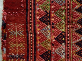 Very Fine Uzbekh Soumakh Torba
Size: 109x43cm
Natural colors, made in circa 1910/20                      